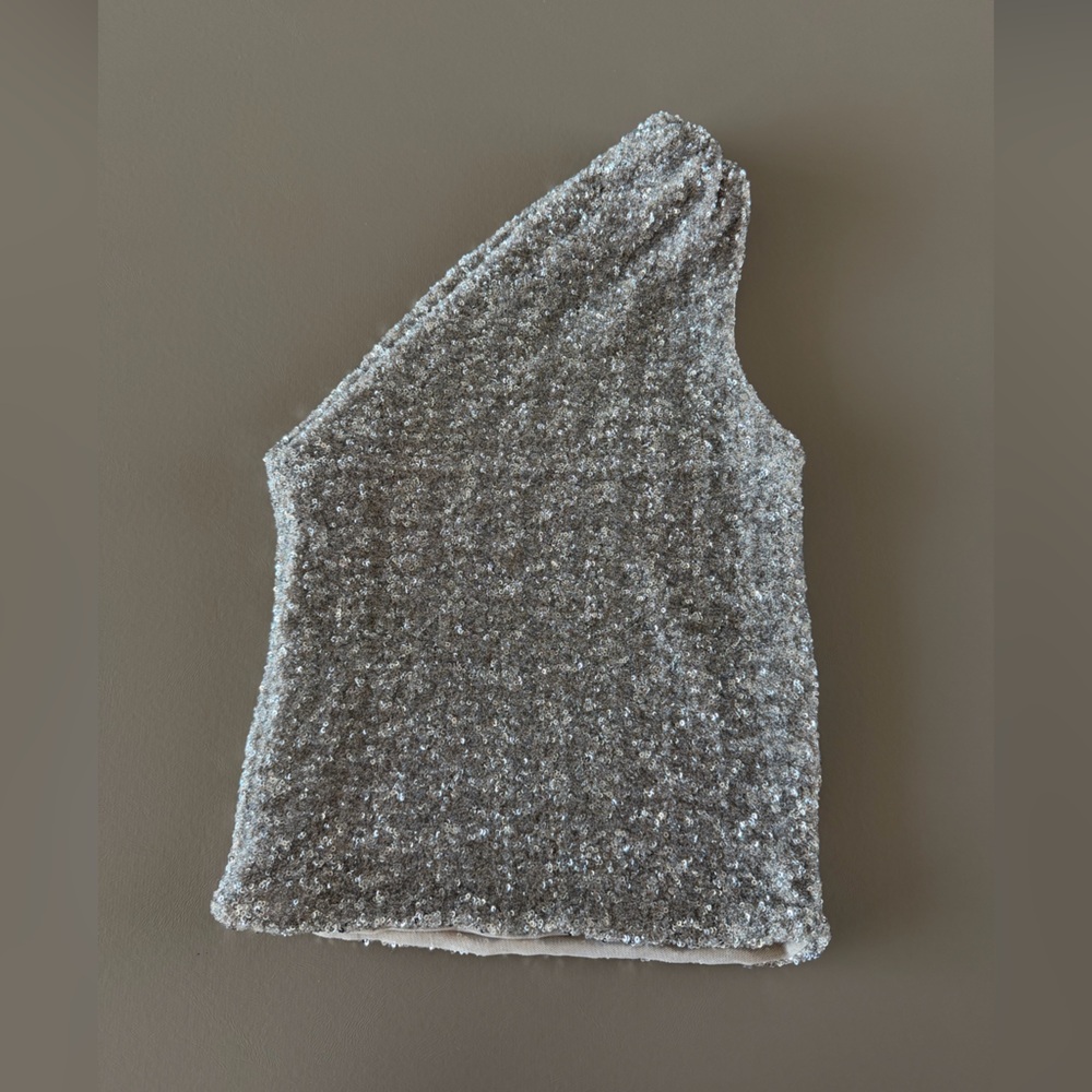 Zara Asymmetrical Sequin Top